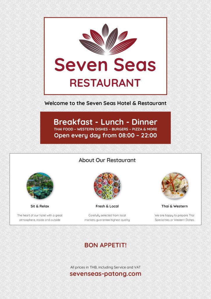 Menu Seven Seas Restaurant