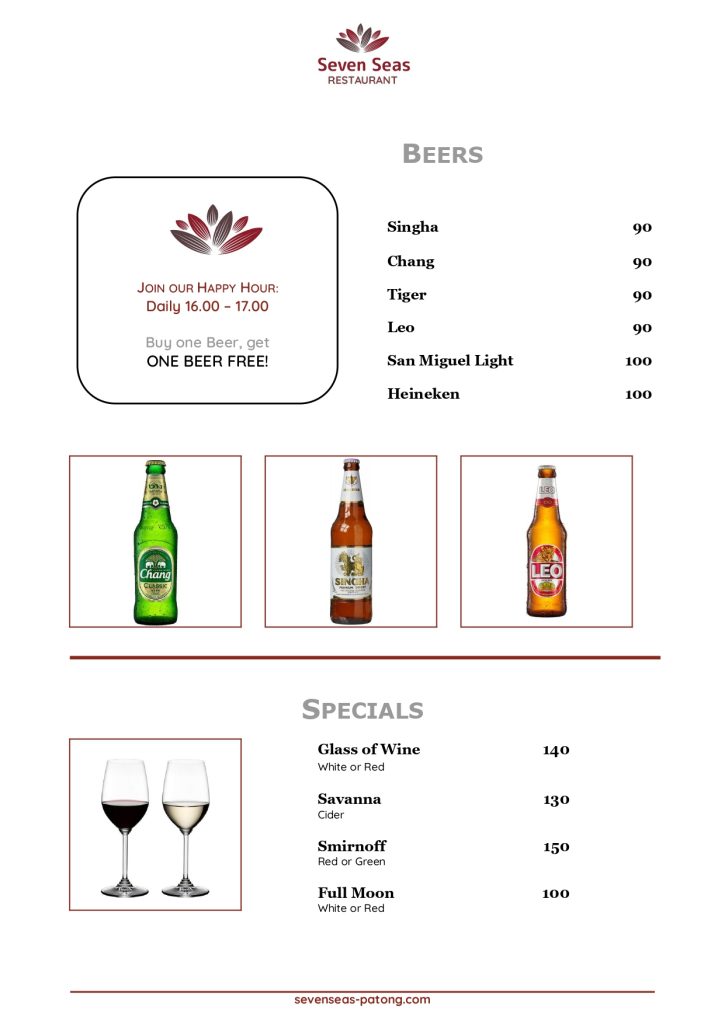 Seven Seas Restaurant Menu