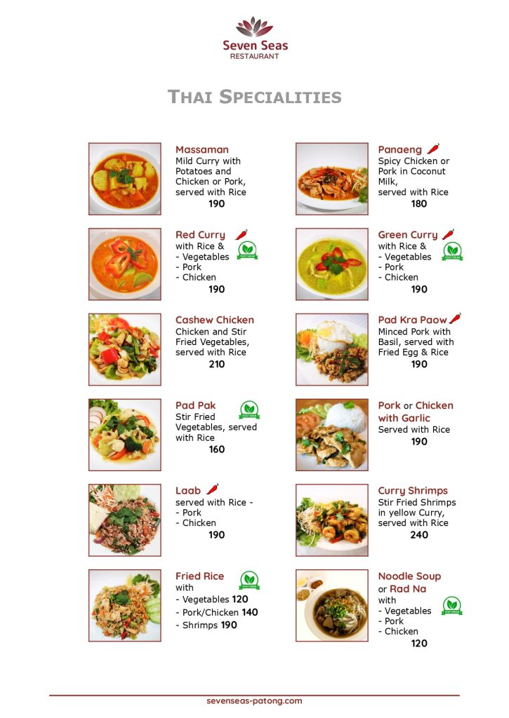 Seven Seas Restaurant Menu