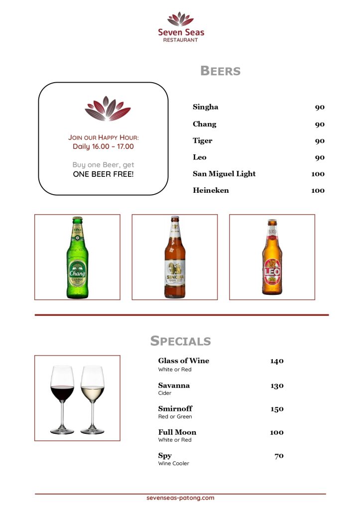 Seven Seas Restaurant Menu